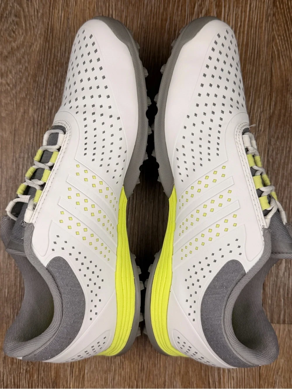 Adidas Adipure Sport Golf Shoes White Gray Neon Yellow Spikeless | Size: 6